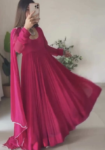 Raspberry Glow Georgette Anarkali Set - Image 2