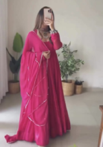 Raspberry Glow Georgette Anarkali Set - Image 3