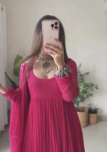 Raspberry Glow Georgette Anarkali Set - Image 6