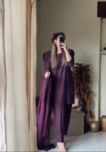 Wine Charm: Stylish Kurta, Pant, and Dupatta Set - Image 5