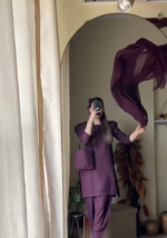 Wine Charm: Stylish Kurta, Pant, and Dupatta Set - Image 2